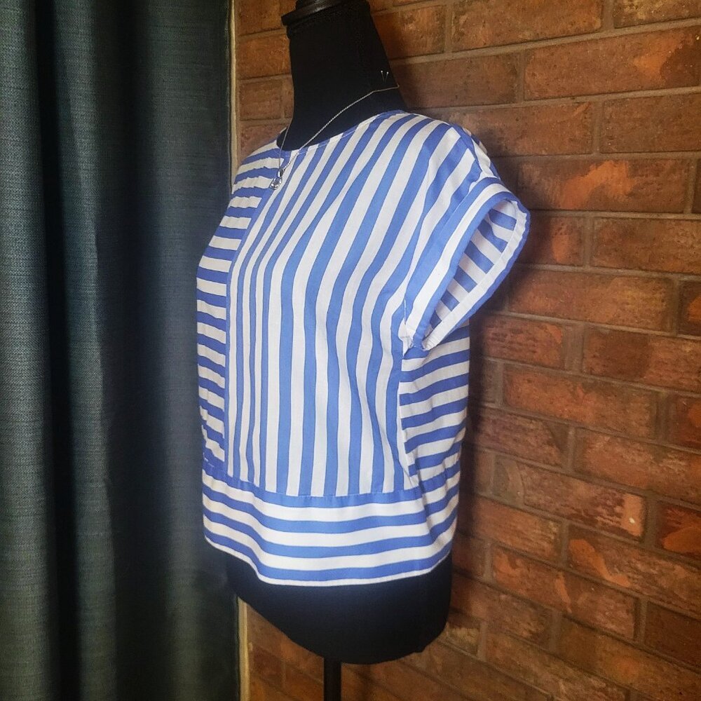 Banana Republic Women's Multi-Directional Blue/White Striped Cropped - Size XS - Picture 3 of 10